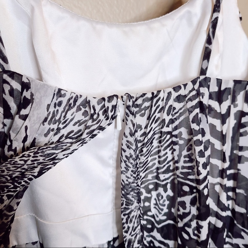 Aidan Mattox Animal Print Black Pleated Dress 2 - Picture 7 of 8